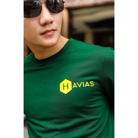 Log HAVIAS áo thun cổ tròn vải Cotton 100% Premium