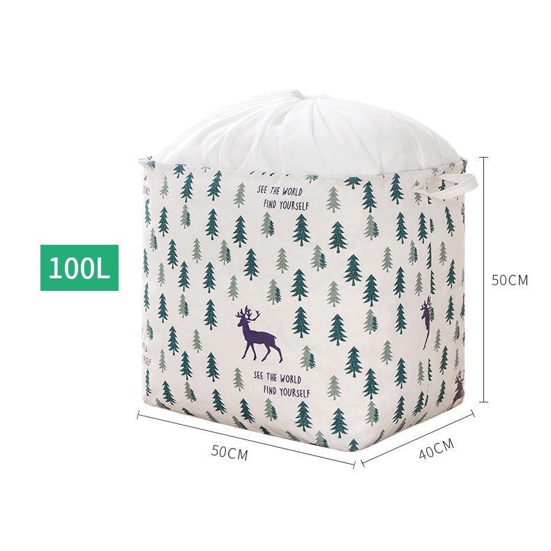 Túi Đựng Quần Áo, Chăn Màn Cỡ Lớn 100L - Sọt / Giỏ Vải Đựng Đồ Đa Năng Gấp Gọn Chống Thấm Nước