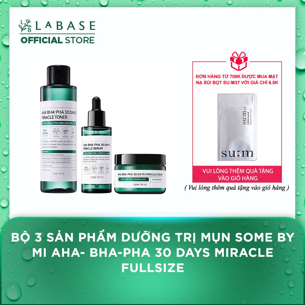 Bộ 3 Sản Phẩm Dưỡng Giảm Mụn Some By Mi AHA- BHA-PHA 30 Days Miracle Full Size - Hàng Nhập Khẩu