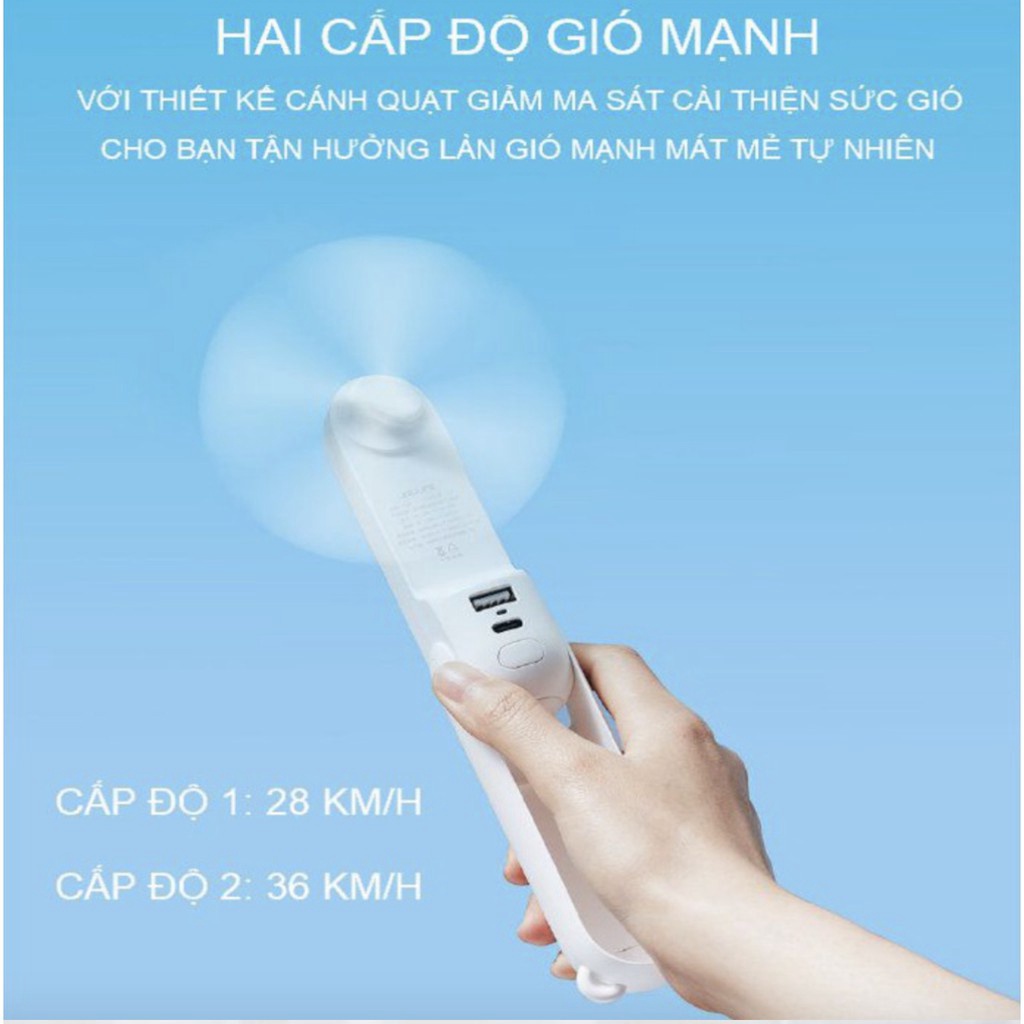 BioStore - Quạt mini cầm tay để bàn pin sạc 3 trong 1 Panda cao cấp