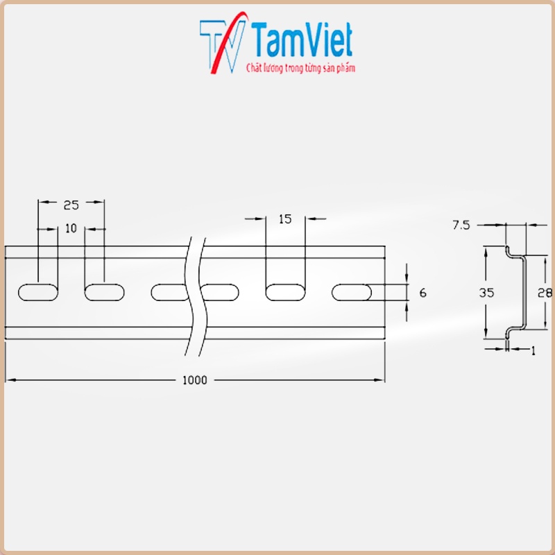Thanh ray nhôm cài aptomat, thanh ray cố định cài thiết bị
