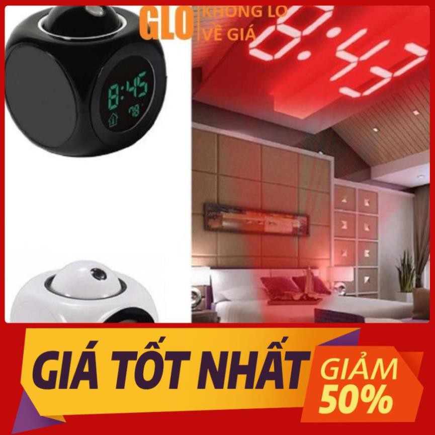 Đồng Hồ Báo Thức Hiển Thị Giờ, Nhiệt Độ Có Giọng Nói, Tích Hợp Đèn Led Chiếu Lên Tường Độc Đáo