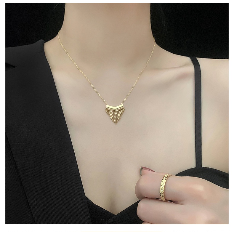 Dây chuyền titan dây bi tua rua (màu vàng) TT5597 - CAM KẾT KHÔNG BAY MÀU - BẢO HÀNH 12 THÁNG.