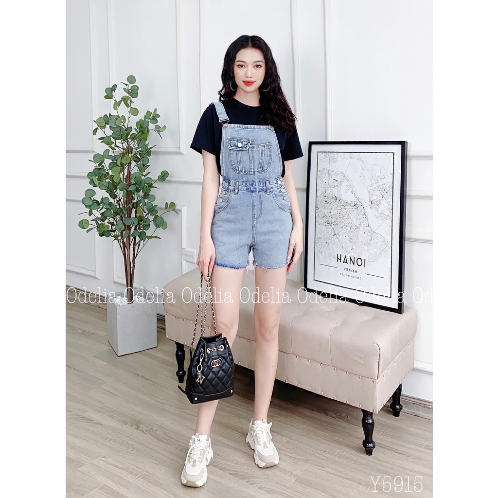 Yếm jeans đùi tua rua Odelia túi ngực - Y5915