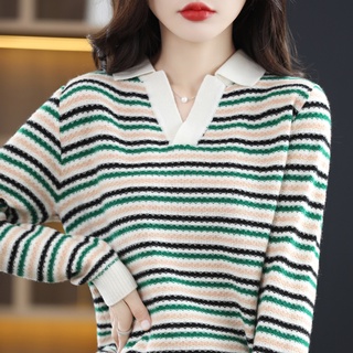 Áo Sweater Dệt Kim Cổ polo Dáng Rộng Thời Trang Thu Đông 3 Màu Sắc Lựa Chọn #1