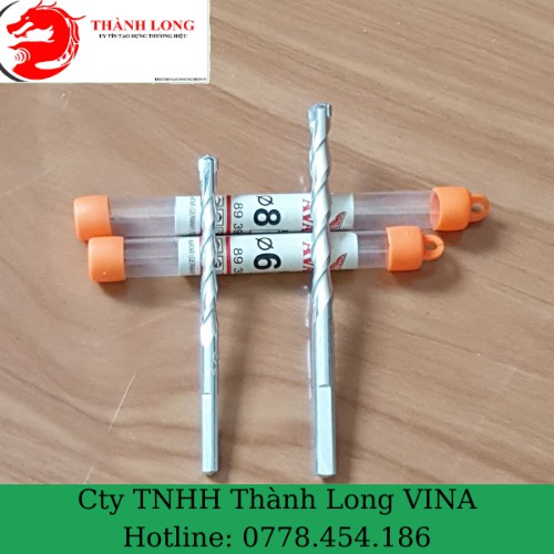 mũi khoan bê hay mũi khoan tường chân tròn mũi hợp kim cao cấp hàng hộp gồm 2 mũi khoan 6mm và 8mm