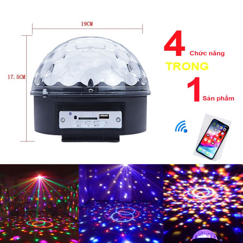 ĐÈN LED XOAY HÌNH CẦU KẾT HỢP LOA BLUETOOTH CẢM ỨNG NHẠC+ REMOTE+ USB