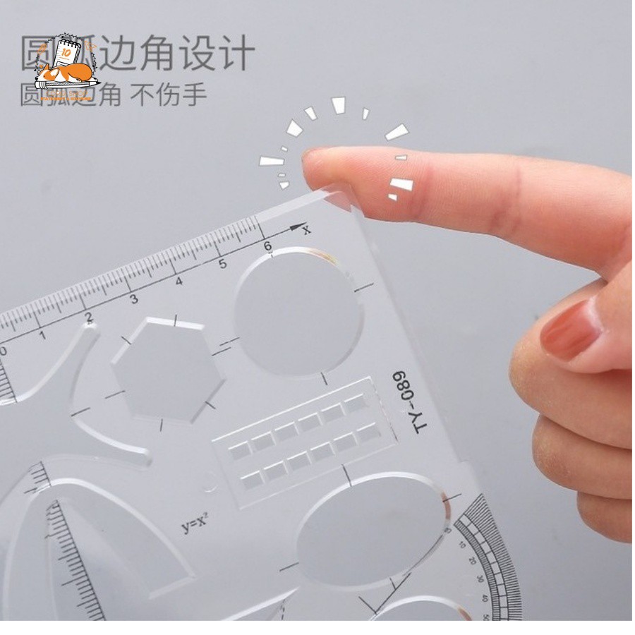 Thước nhựa trong vẽ kỹ thuật, hình học đa năng, dễ sử dụng tại Corgi Shop