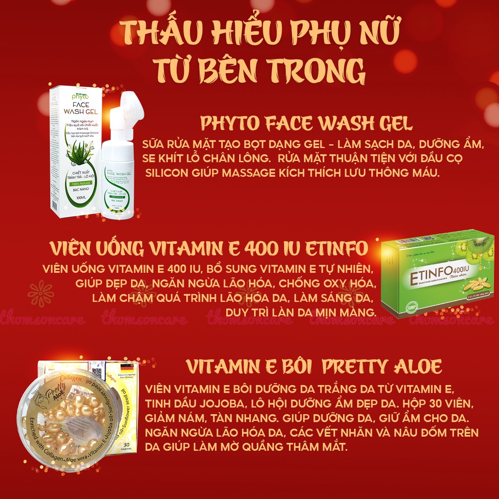 Quà noel cho bạn gái từ sữa rửa mặt, vitamin E uống và chăm sóc da Etinfo - SQ06 tặng giáng sinh