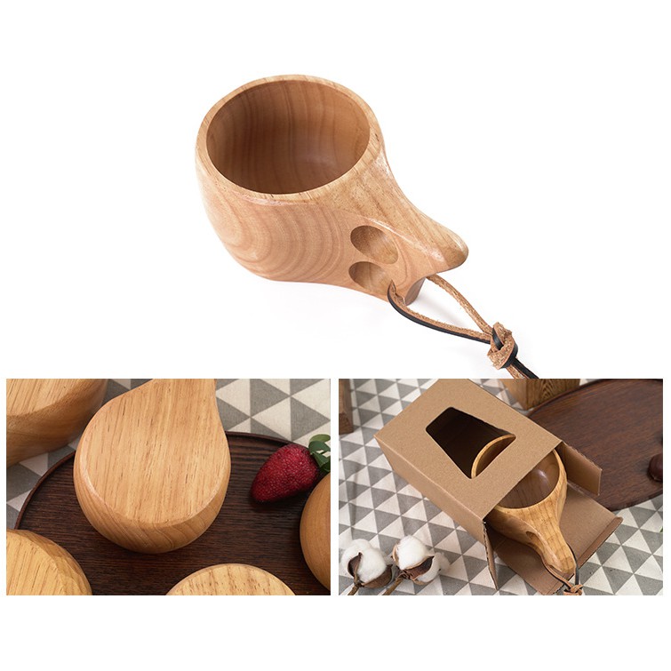 Cốc gỗ Kuksa Bushcraft nguyên khối lên màu tự nhiên