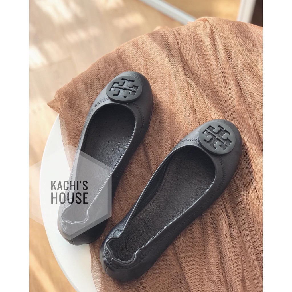 bệt tory da lì khuy tròn mũi tròn viền chỉ