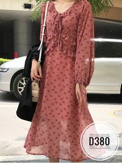 Bigsize Đầm xòe hoa nhí D380