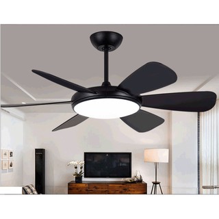 Quạt Trần 6 Cánh Đen ABS Động Cơ 6 Cấp Độ Gió, Có Đèn LED 3 Màu, CóREMOTE 6 Số, Phù Hợp Mọi Không Gian[ BH 3 Năm]