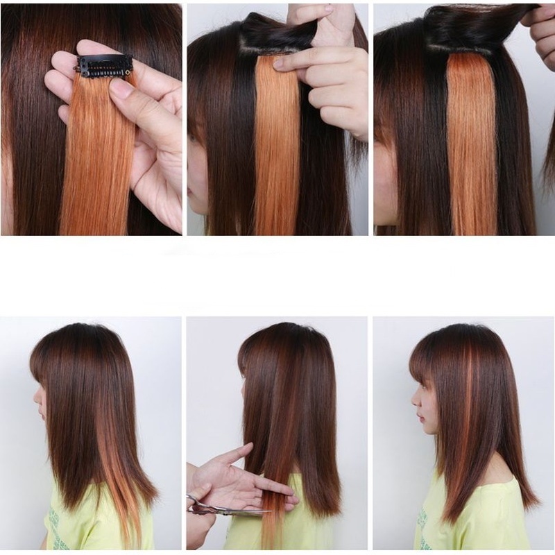 Tóc Giả Dài Thẳng Không Đường May Màu Sắc Thời Trang Cho Nữ