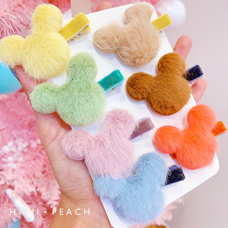 Kẹp tóc hình chú chuột nhồi bông dễ thương cho bé gái