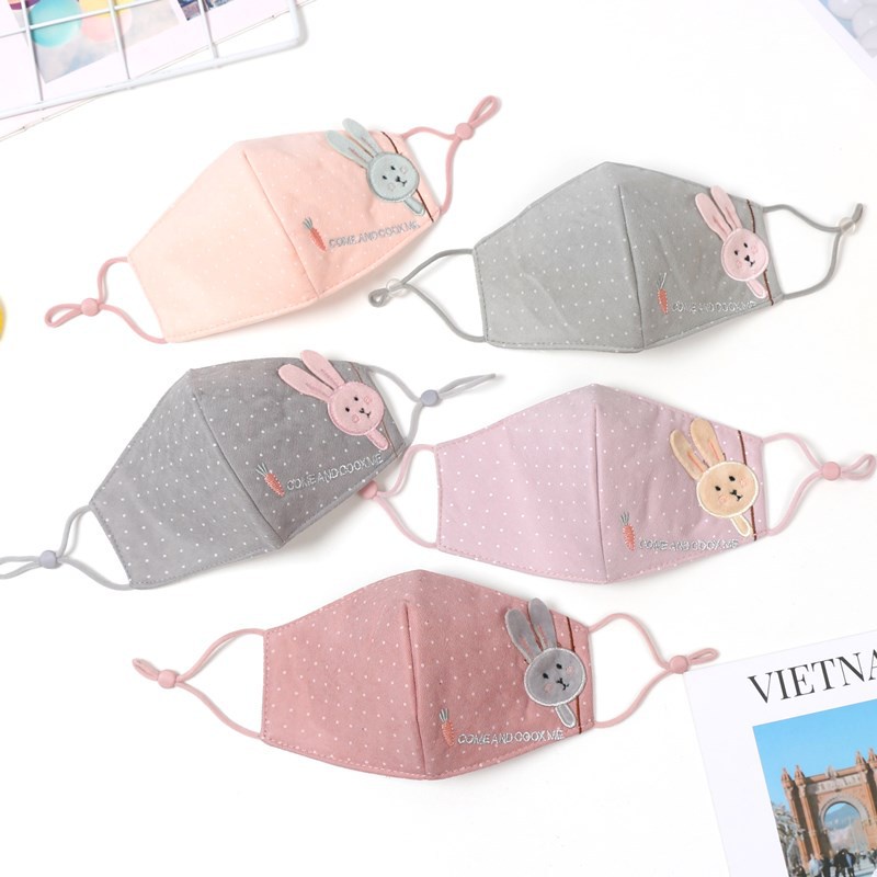 Khẩu Trang Chống Bụi Thoáng Khí In Hình Thỏ Dễ Thương Có Thể Tái Sử Dụng Cho Bé 2-10 Tuổi