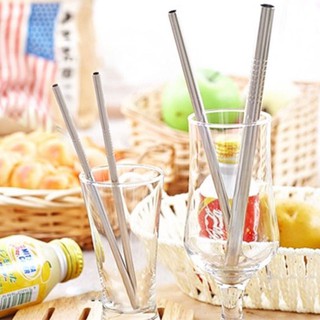 Ống hút Inox uống trà sữa 1.1cmx21cm bộ 1 ống 1 cọ