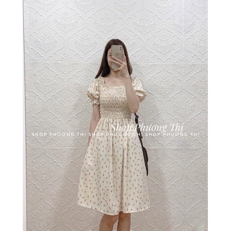 Váy chun eo bèo ngực mặc được hai kiểu - đầm tiểu thư vintage | BigBuy360 - bigbuy360.vn