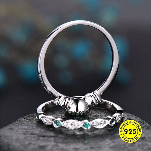 Nhẫn mạ bạc 925 đính đá Sapphire thời trang