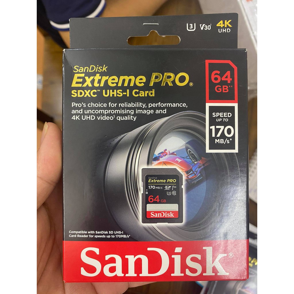 Thẻ nhớ MicroSDXC SanDisk Extreme PRO A2 - 64GB V30 U3 Class 10 UHS-I 170MB/s (SDSQXCY-064G-GN6MA) | BigBuy360 - bigbuy360.vn