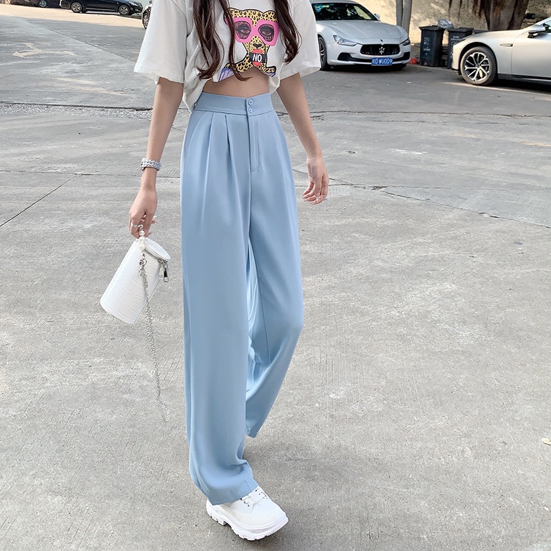 Quần SUXI ống rộng lưng cao co giãn thời trang mùa hè dễ phối đồ cho nữ