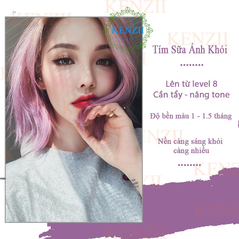 Thuốc Nhuộm Tóc Màu Tím Sữa 💝Tặng Trợ Nhuộm 💝 Kenzii Lên Từ Tone 9 - 10 ( Thuốc Nhuộm Tóc Tím )