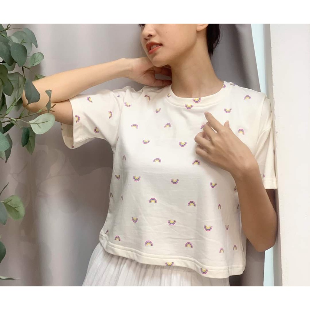 Áo Croptop Nữ Hoạ tiết và thêu áo croptop Form Rộng chuẩn hàn quốc cotton 100% | BigBuy360 - bigbuy360.vn