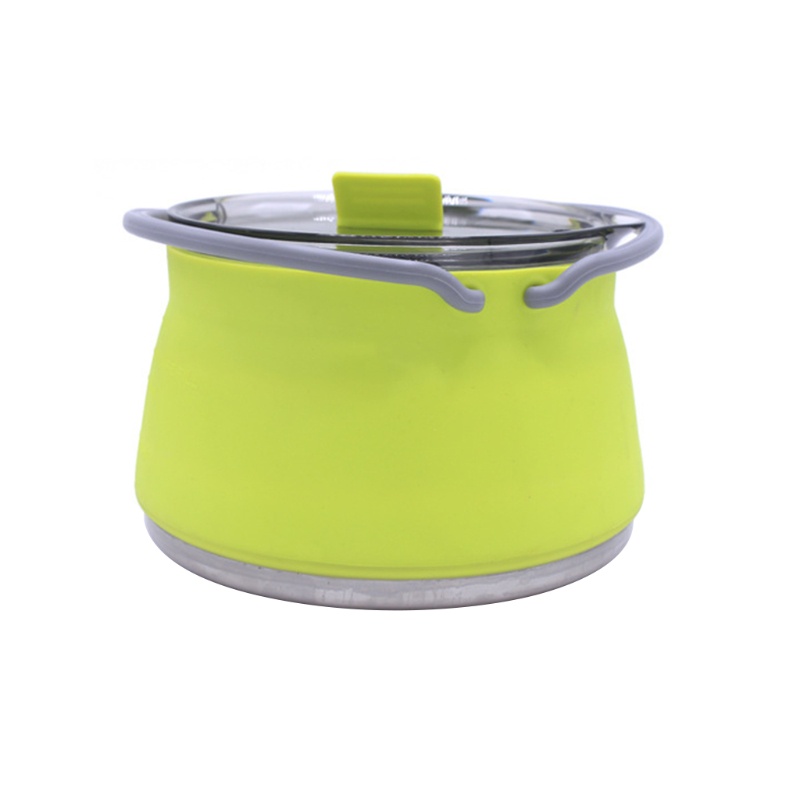 Nồi Nấu Nước Đáy Silicone + Inox Có Thể Gấp Gọn Tiện Dụng Mang Theo Du Lịch Dã Ngoại