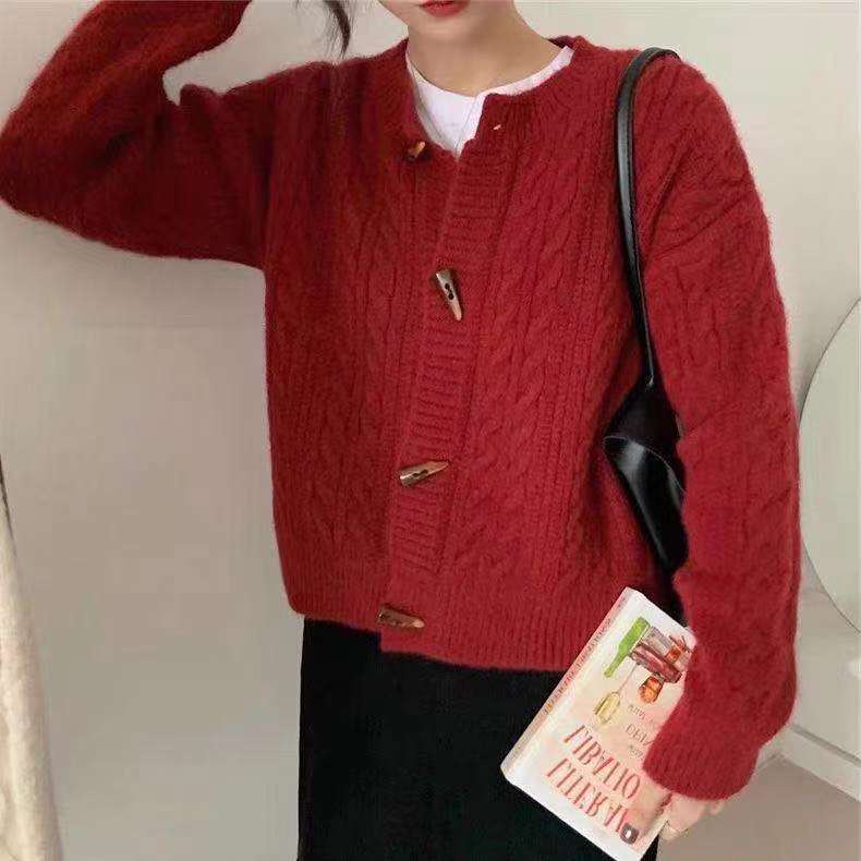 SUXI Áo Khoác Cardigan Dệt Kim Dáng Rộng Phối Nút Kiểu Hàn Quốc Thời Trang Mùa Thu Cho Nữ