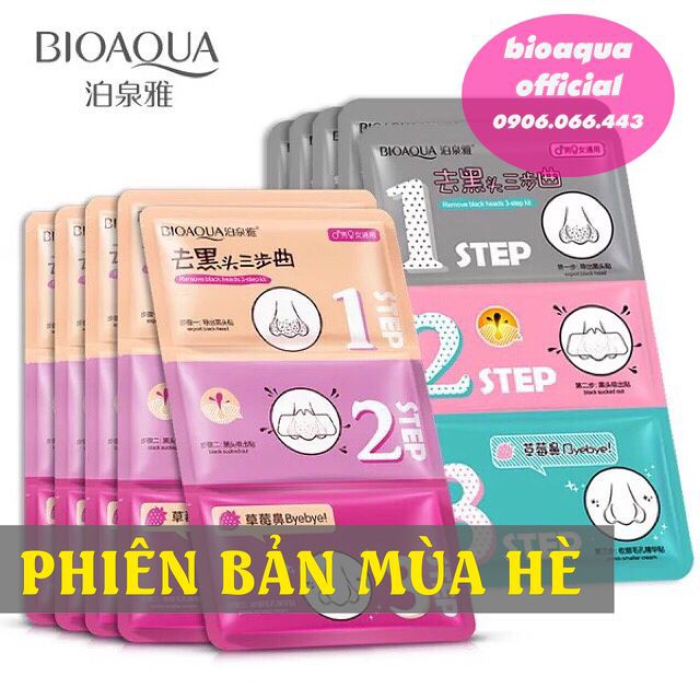 Mặt nạ lột mụn đầu đen, mặt nạ bioaqua lột mụn mũi 3 bước -PHIÊN BẢN MÙA HÈ