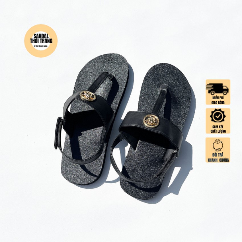 Dép quai hậu nữ nam, SANDALTHOITRANG Sandal nữ đi học, đi chơi màu đen full size 30-44 nam nữ