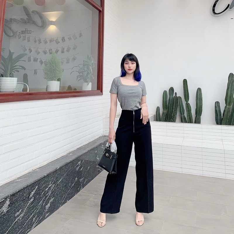 Quần xuông ống rộng khoá trước(Ảnh thật) | BigBuy360 - bigbuy360.vn