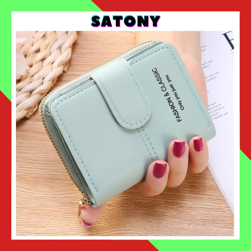 Ví nữ cầm tay bỏ túi Hàn Quốc đựng tiền nhiều ngăn thời trang  đẹp cao cấp giá rẻ cute SATONY VN32