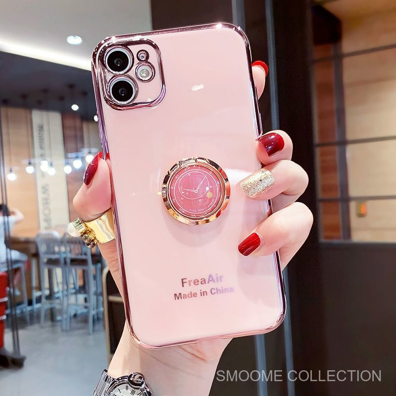 Ốp Điện Thoại Silicon Chống Sốc Hình Đồng Hồ Mạ Điện Có Giá Đỡ Cho iPhone 7Plus 8Plus 11 11Pro XS X XSMAX 8 7 XSMAX