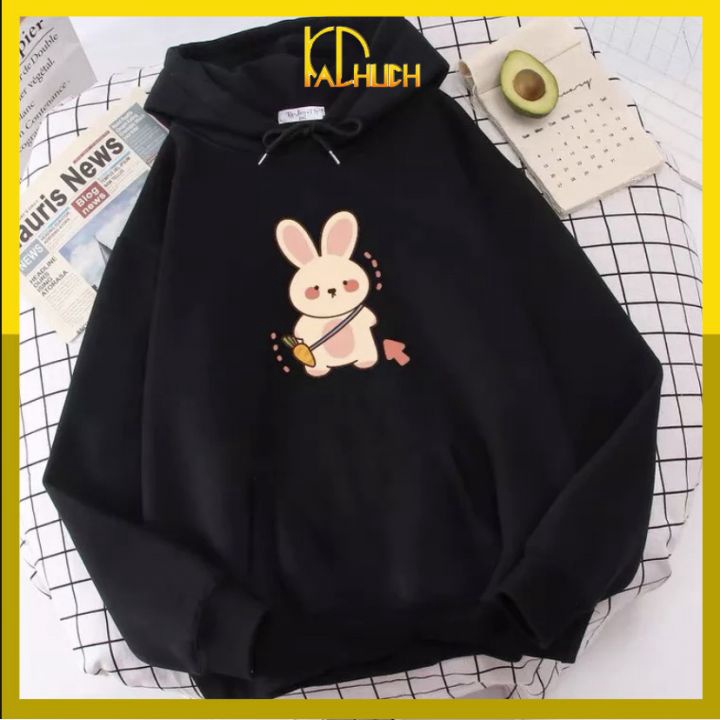 ÁO HOODIE NỈ IN THỎ CARROT ĐI HỌC