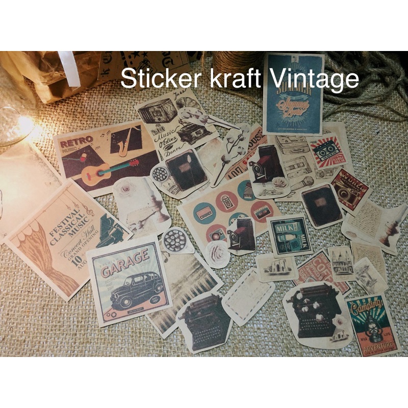24 nhãn vở, name tag hoạ tiết cổ điển Vintage dán tập vở, sổ tay
