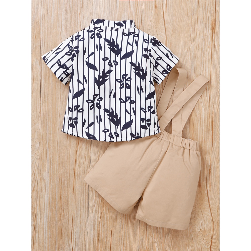 Set áo sơ mi tay ngắn kèm quần yếm MIKRDOO phong cách retro dành cho bé trai