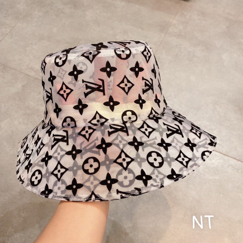 Mũ vành Lv lưới hoa kèm logo đen form xinh