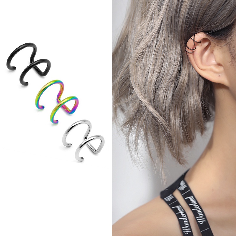 Khuyên Kẹp Vành Tai Không Xỏ Lỗ Bằng Thép Không Gỉ Phong Cách Hip Hop Punk Cho Nam Và Nữ