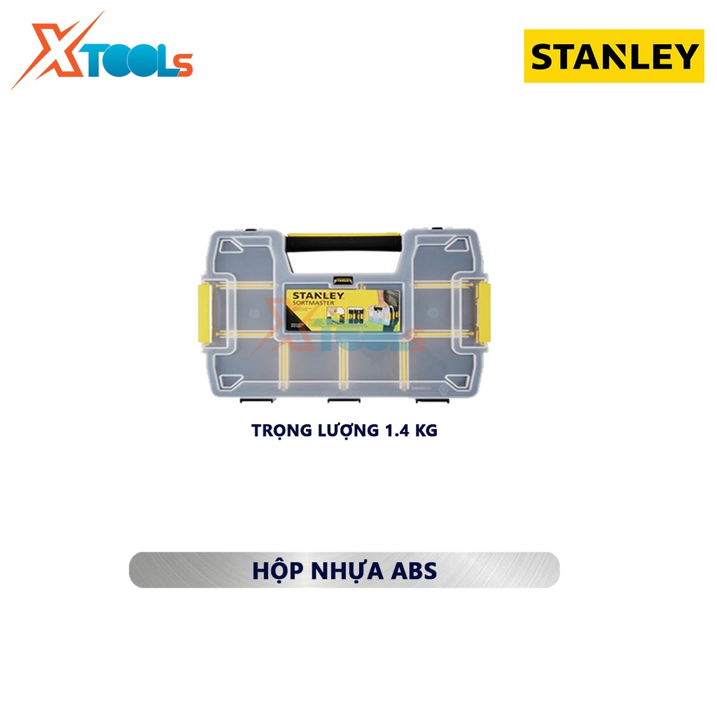 Hộp nhựa đựng mũi khoan, ốc vít Stanley ST14021-8 | thùng đựng đồ nghề có kích thước 290x210x63mm [CHÍNH HÃNG][XTOOLS]