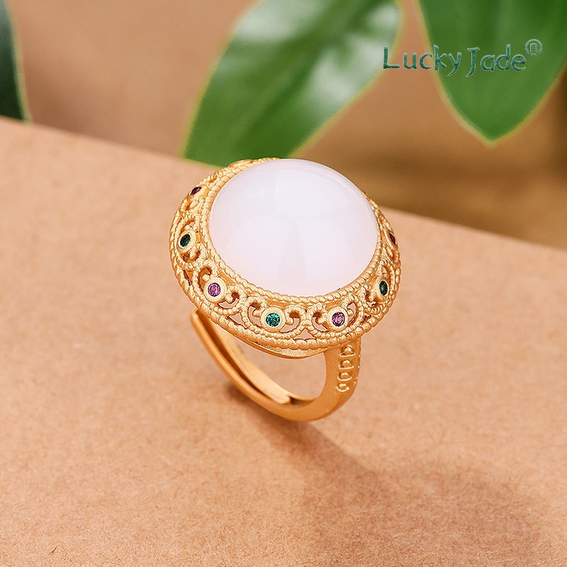 Vòng Tay Mạ Vàng 18K Đính Đá Ngọc Bích Phong Cách Trung Hoa Thời Trang