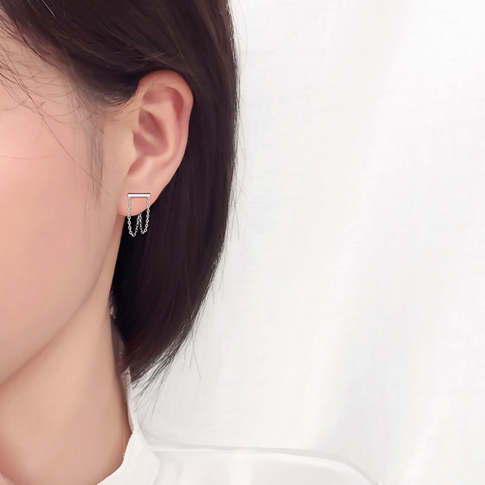 Khuyên Tai Bạc Họa Tiết Hình Học Thời Trang Cho Nữ