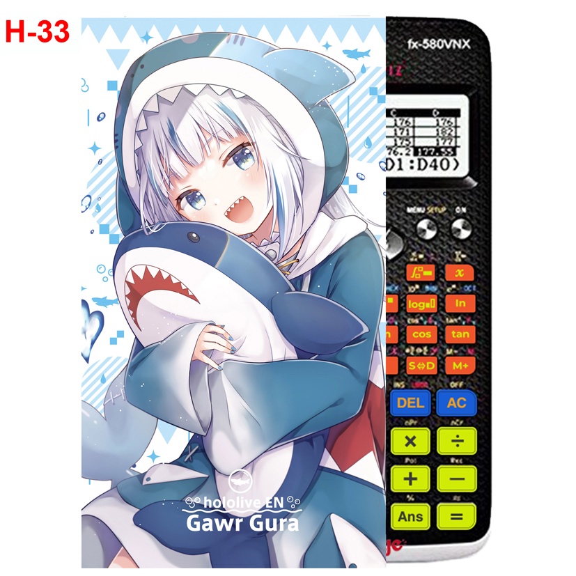 Decal Máy tính CASIO fx570, fx580...anime Gawr Gura