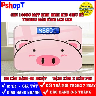 CÂN 180KG MẶT KÍNH HÌNH HEO SIÊU DỄ THƯƠNG ĐO CÂN NẶNG-ĐO NHIỆT ĐỘ