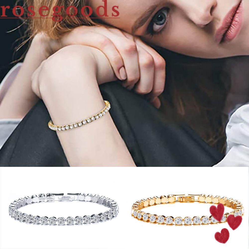 Vòng Tay Đính Đá Kim Cương Rộng 5mm Phong Cách Hip Hop Thời Trang