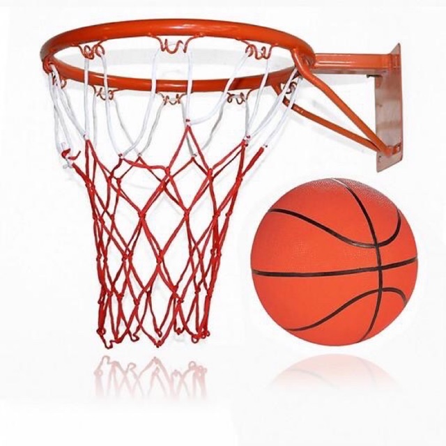 Combo khung bóng rổ 35cm kèm bóng rổ cỡ nhỏ size 3  (tặng kèm lưới và kim bơm)