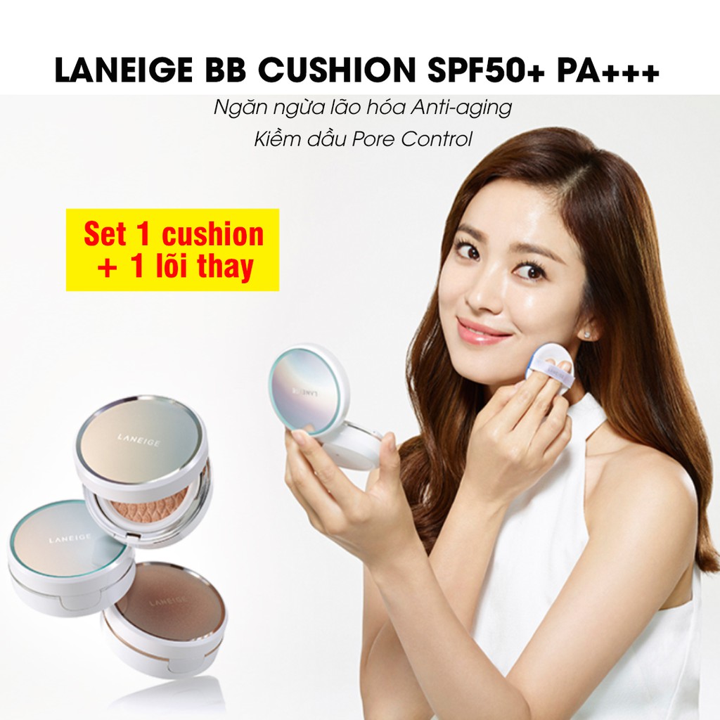 (2 lõi) Phấn nước đa năng LANEIGE BB Cushion Ngăn Ngừa Lão Hóa Anti-aging và Kiềm Dầu Pore Control SPF 50+ PA+++