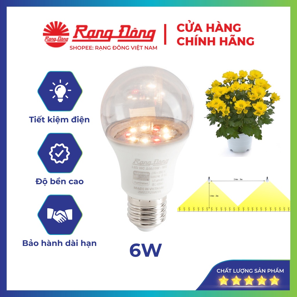 Đèn LED hoa cúc 6 W Rạng Đông LED HC A60/6W WR