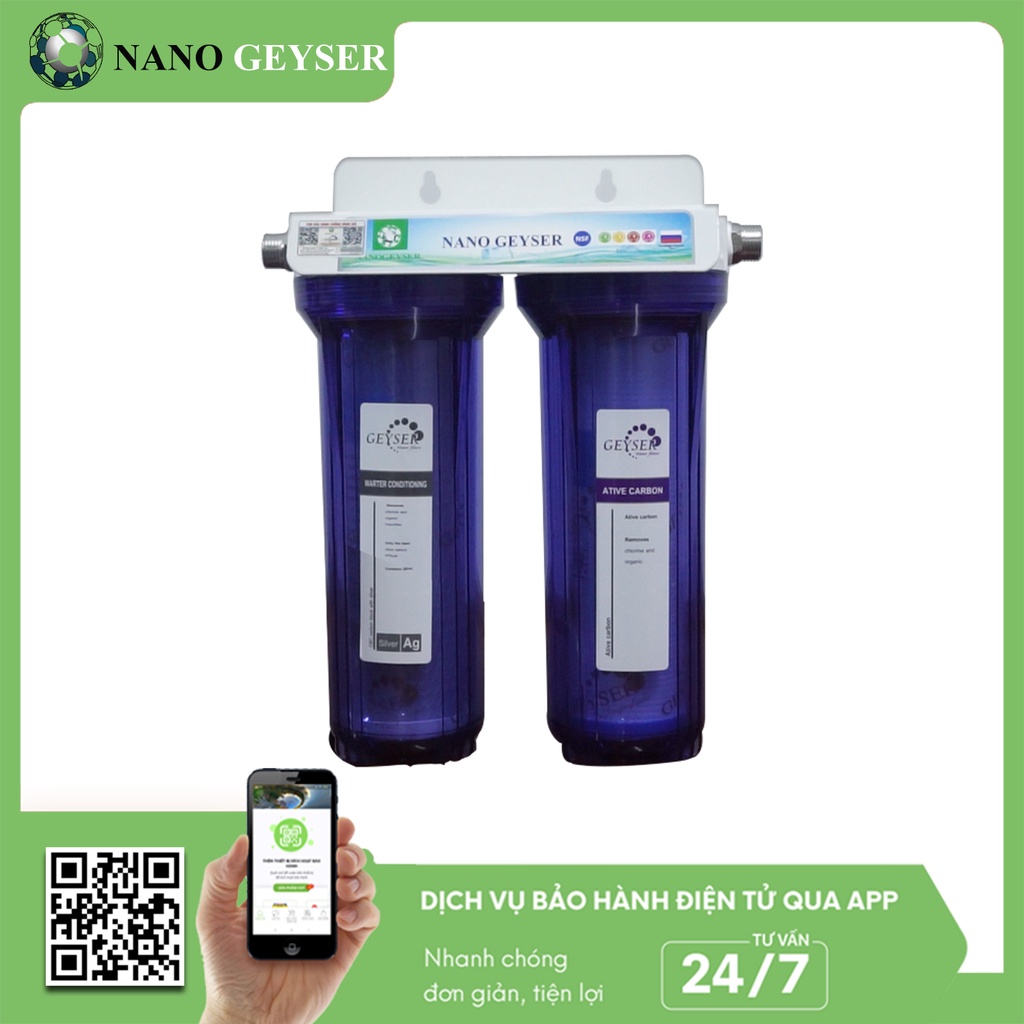 Bộ lọc thô đầu nguồn Nano Geyser dùng cho nước sinh hoạt, Xử lý nước nhiều đá vôi, bùn đất, nước có độ cứng cao