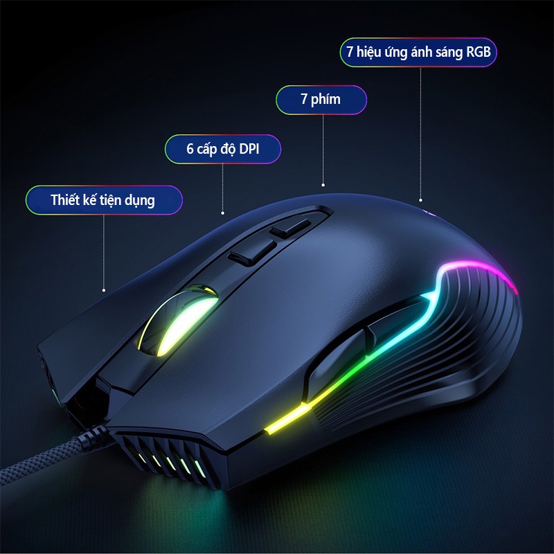 ONIKUMA  CW905 Chuột Chơi Game Có Dây Đèn Led RGB Cho Máy Tính Xách Tay, Máy Tính Để Bàn, PC - Bảo Hành 24 Tháng